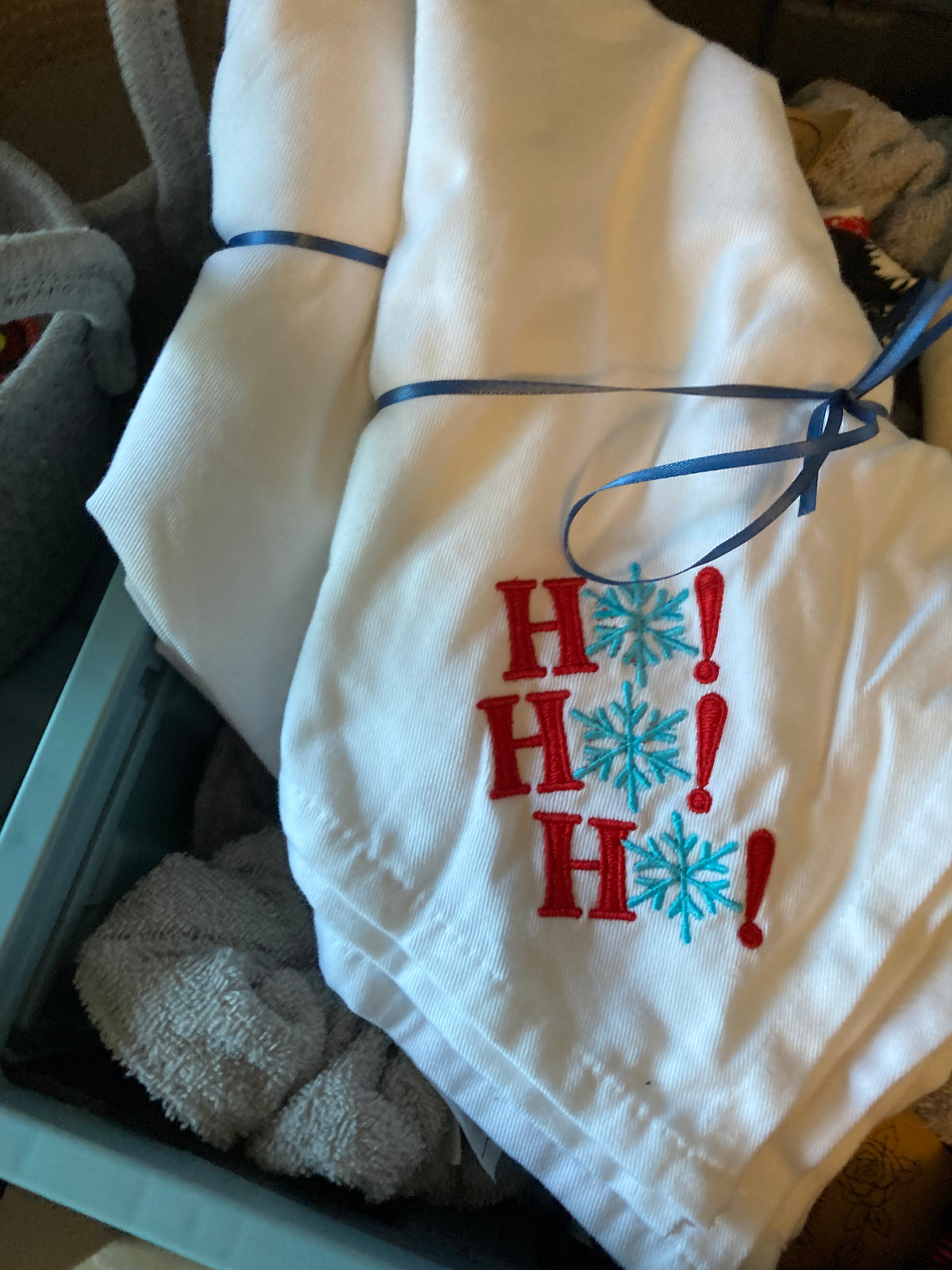Ho Ho Ho embroidered napkins