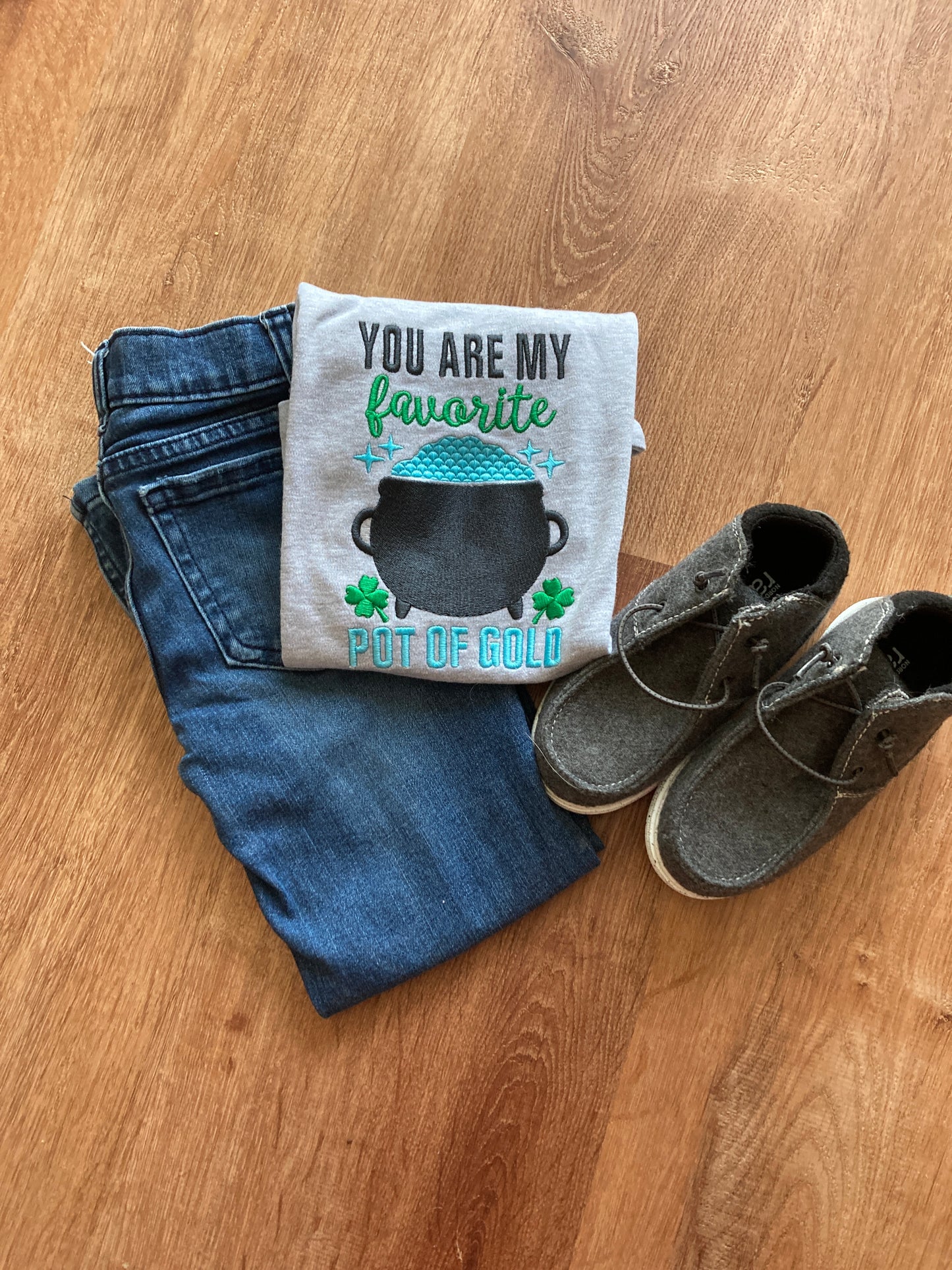 Embroidered St. Patrick’s Day Shirt “You Are My Favorite Pot of Gold”