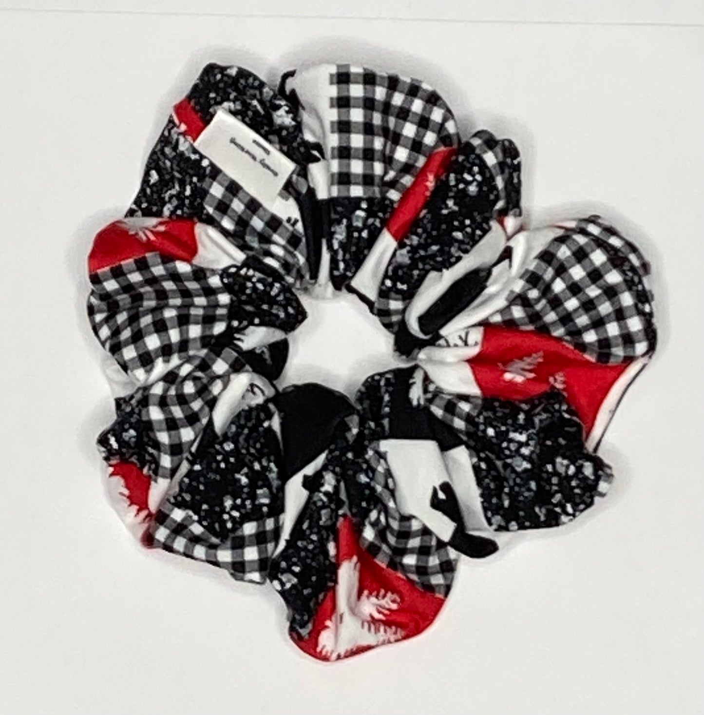 Red, White and Black Plaid Scrunchie