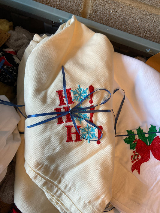 Ho Ho Ho embroidered napkins