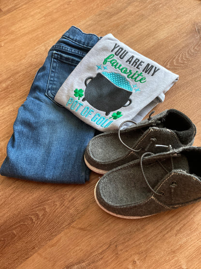 Embroidered St. Patrick’s Day Shirt “You Are My Favorite Pot of Gold”