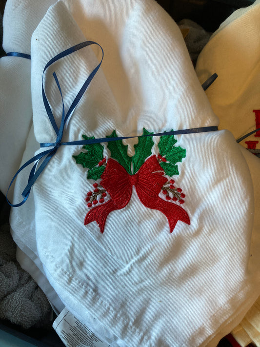 Mistletoe embroidered napkins