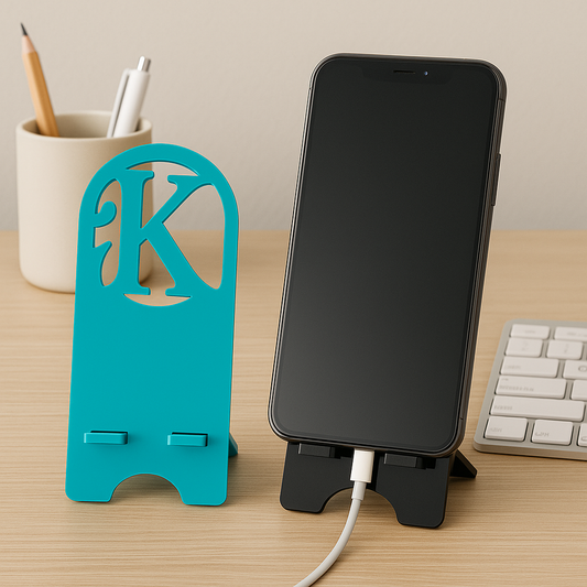 Personalized Monogram, Wood or Acrylic, Phone Stand – Custom Name or Company Logo