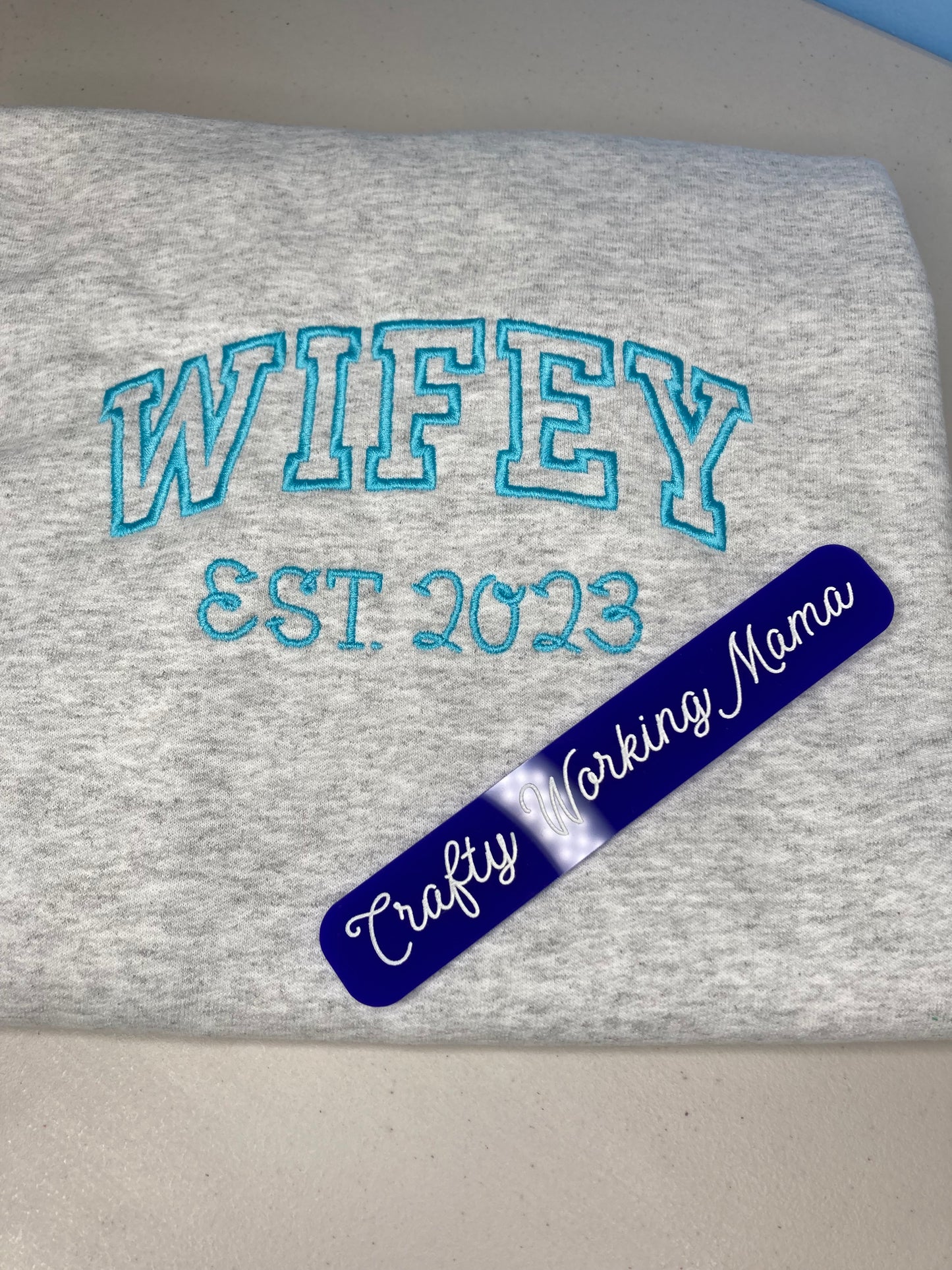 Custom Embroidered Wifey or Husband Crewneck