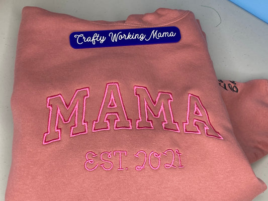 Custom Embroidered Mama or Dada Hoodie