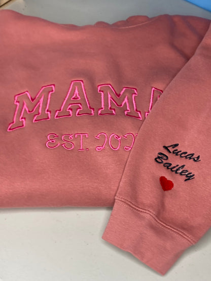 Custom Embroidered Mama or Dada Hoodie